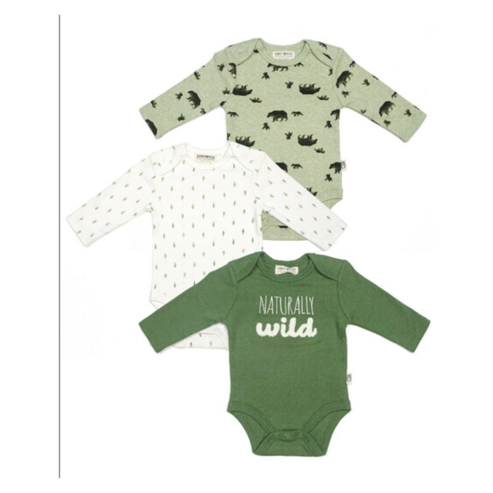 Rabbit Bear 100% Organic Cotton 3 Pack Long Sleeve Bodysuits